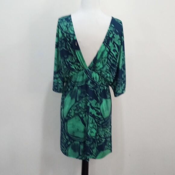 NEW! T-Bags Los Angeles Plunging Kimono Style Dress Beach Cover Up - L - Picture 7 of 9